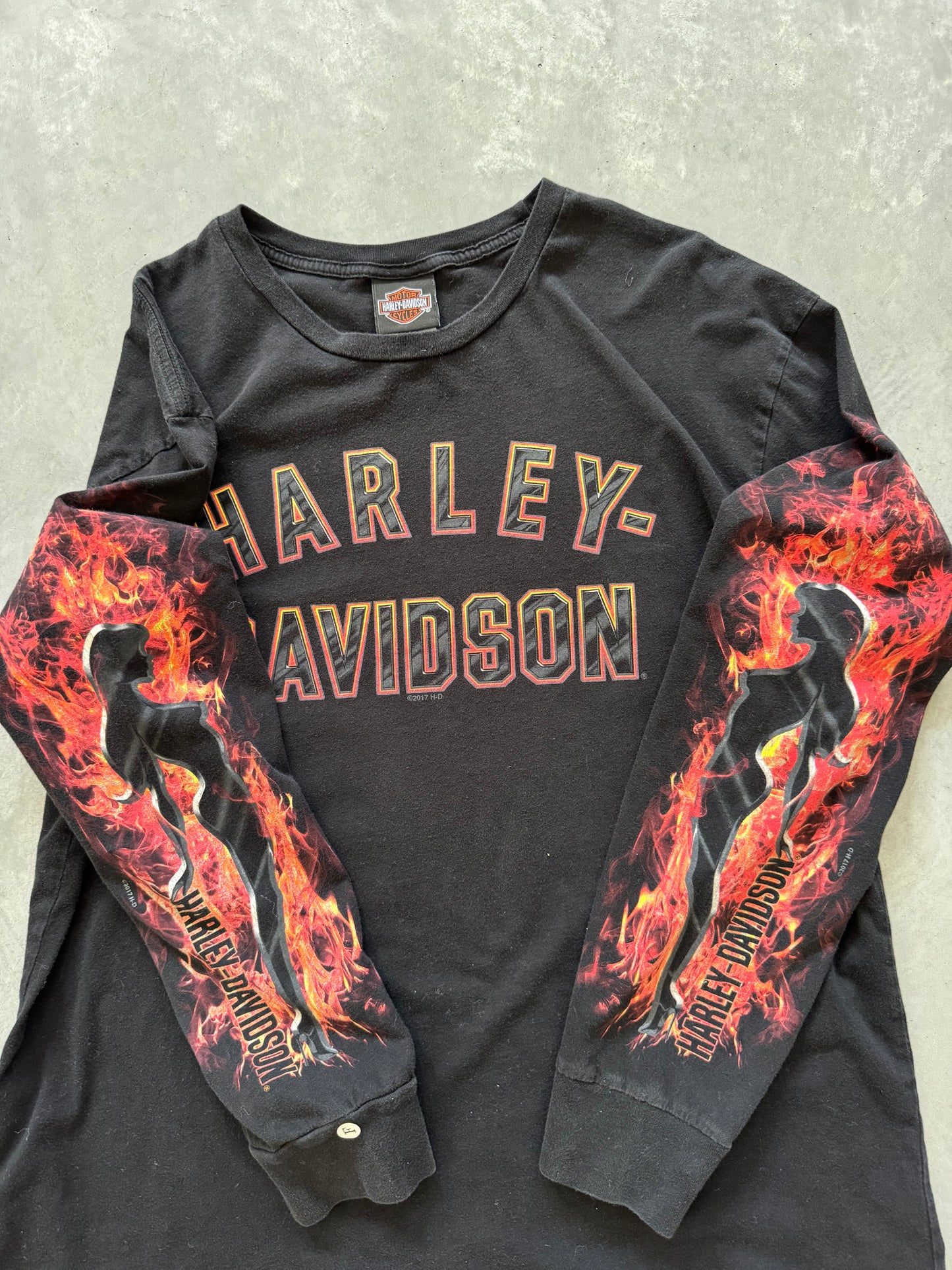 Vintage Harley Davidson Longsleeve Flame Tee - XL