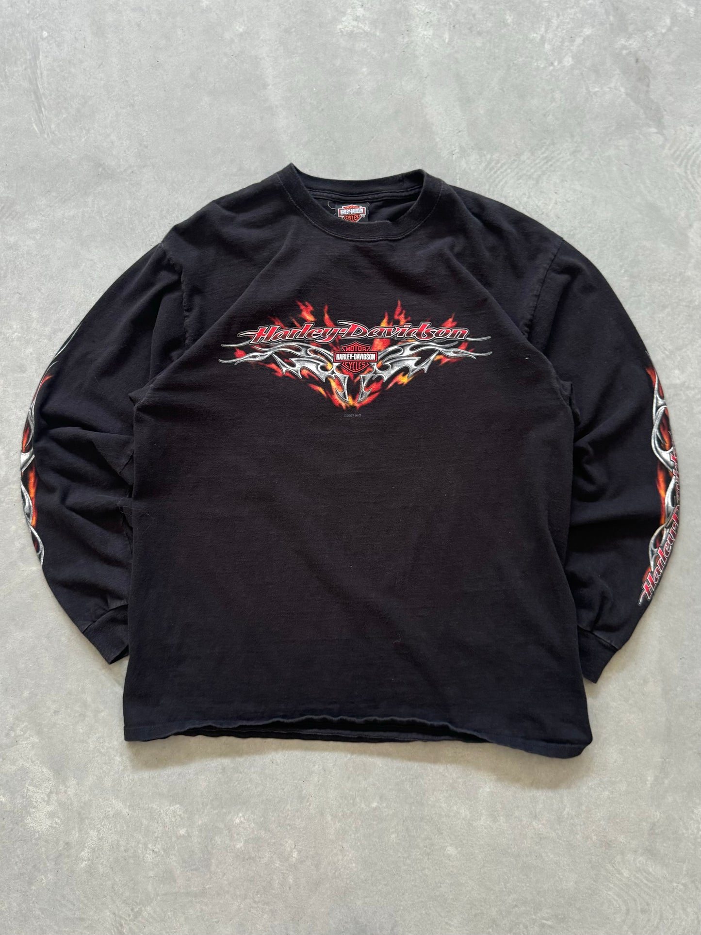 Vintage Harley Davidson Flame Longsleeve Tee - L