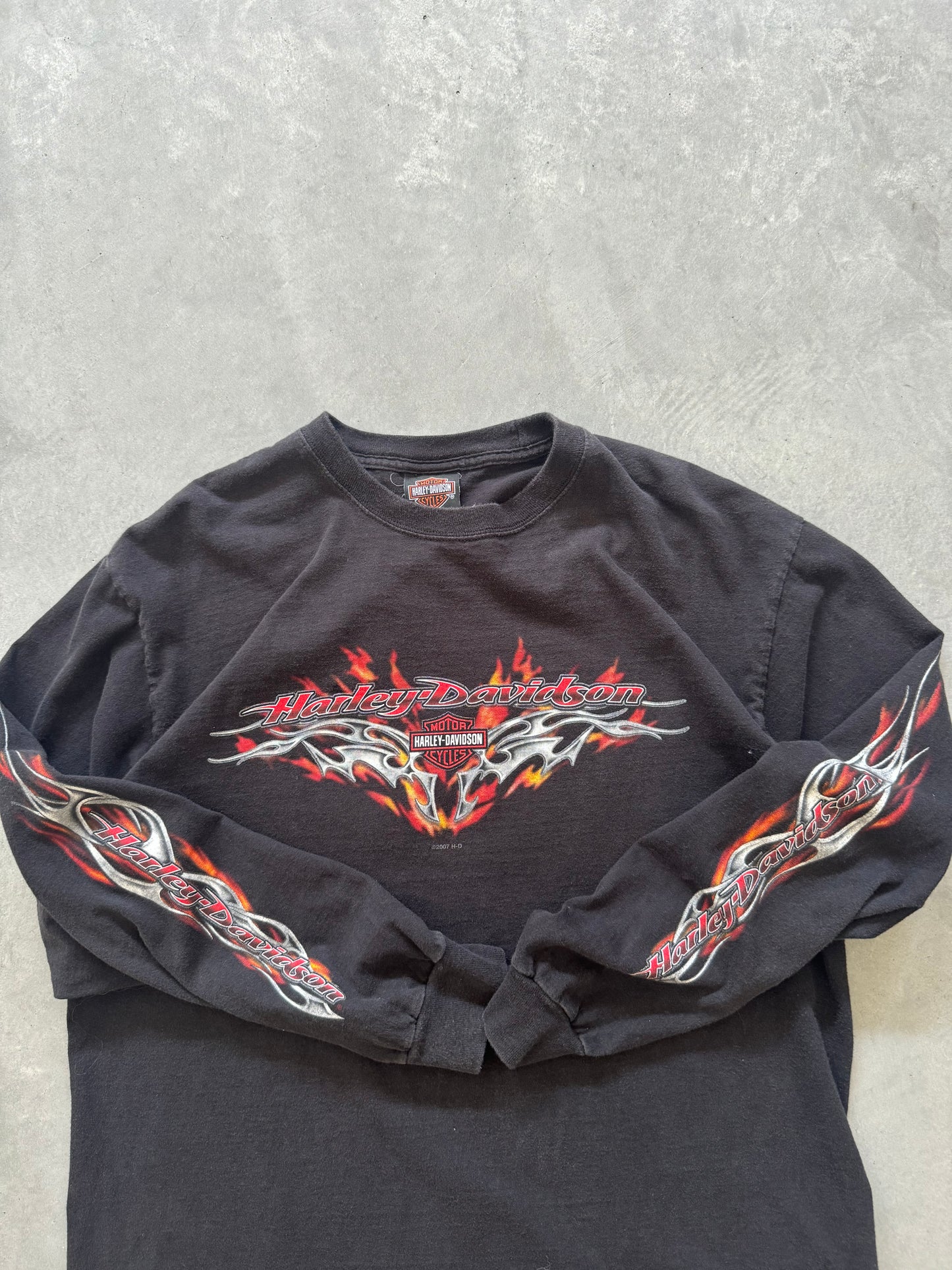 Vintage Harley Davidson Flame Longsleeve Tee - L