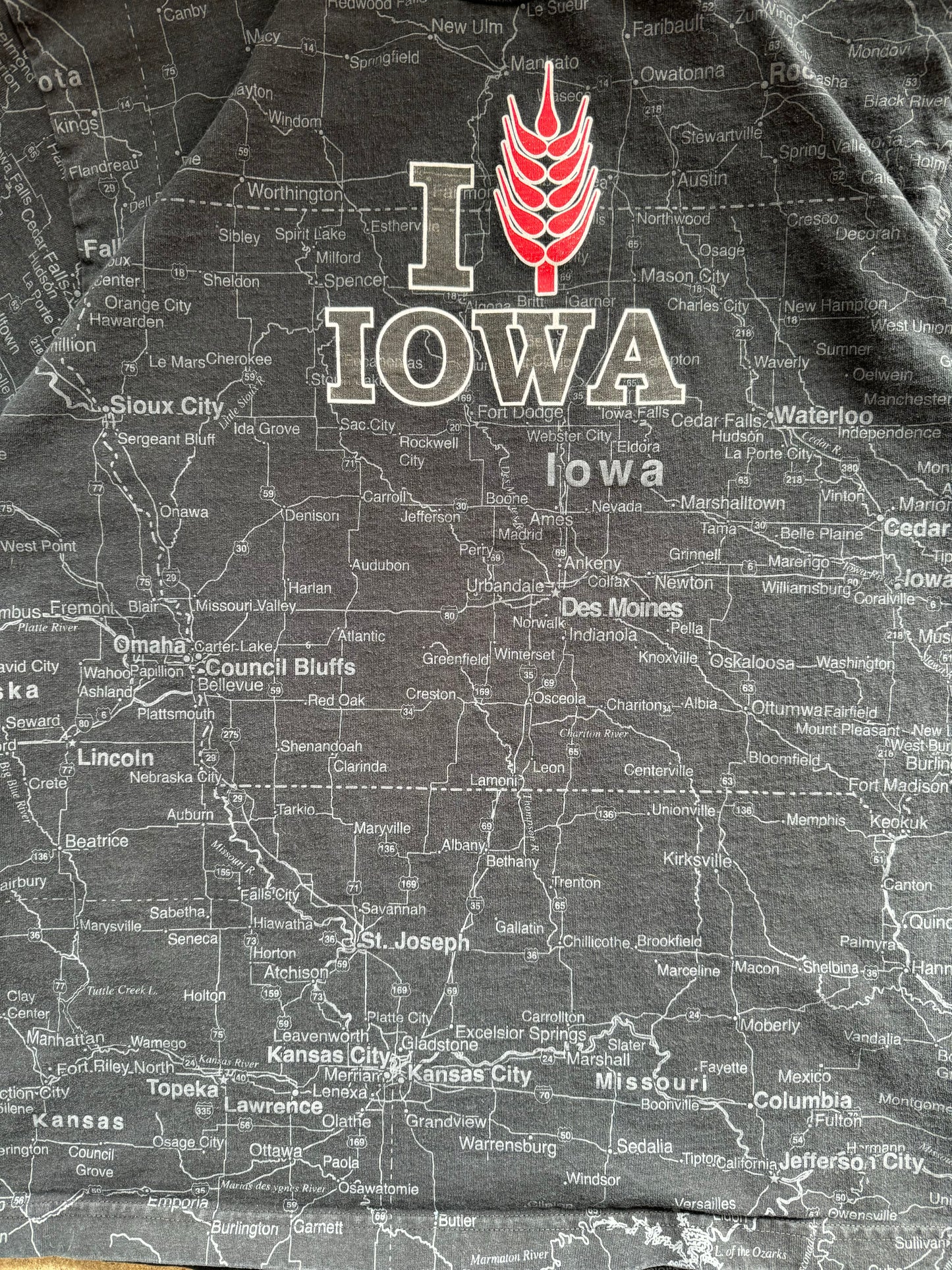 Vintage Iowa Map Tee - L