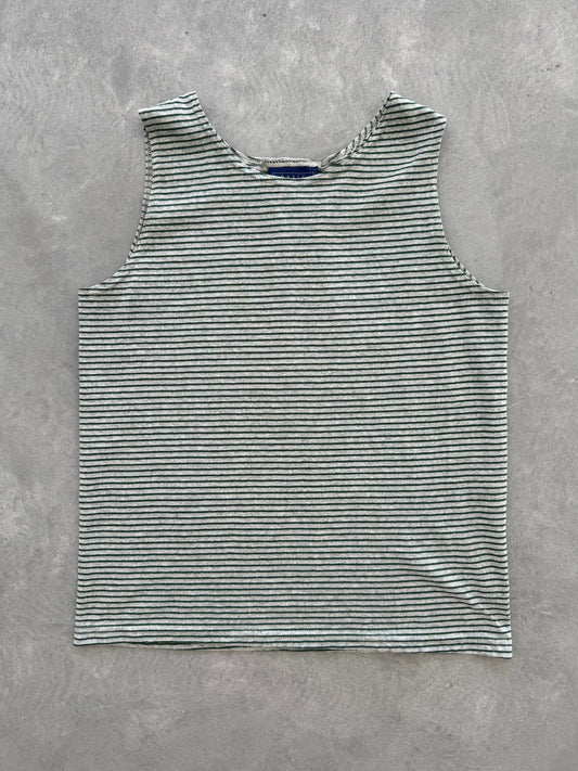 Vintage Grey and Grey Striped Tank - L