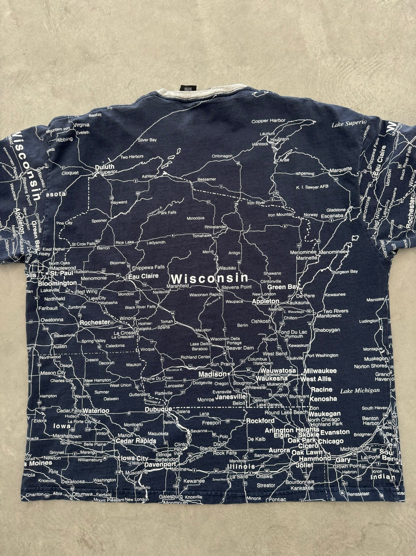 Vintage Wisconsin Road Map Tee - XXL