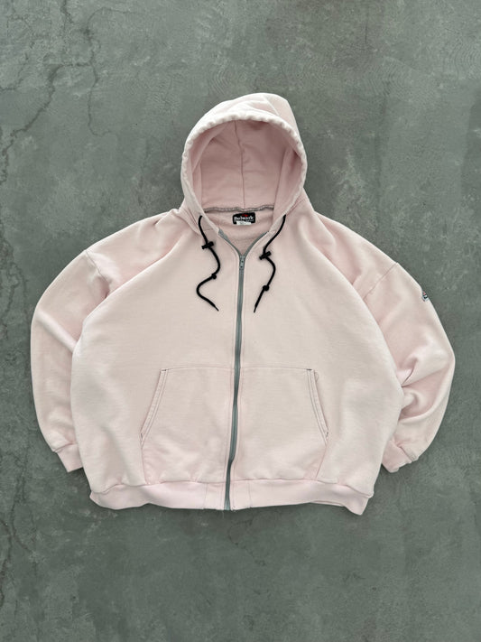 Vintage Baby Pink Hooded Zip Up - XXL