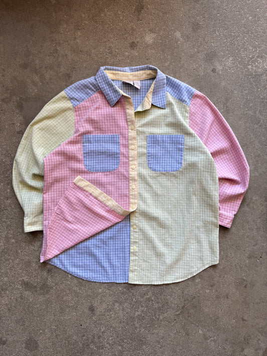 Vintage Color Block Button Up - L/XL