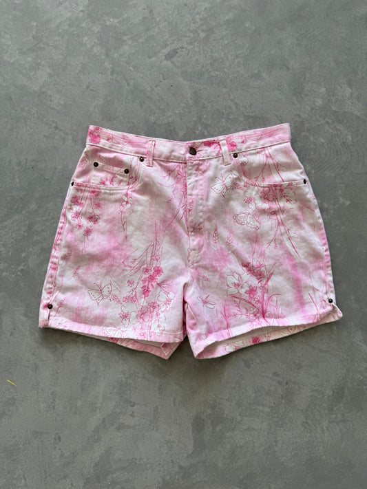 Vintage Floral Denim Shorts - 32x4