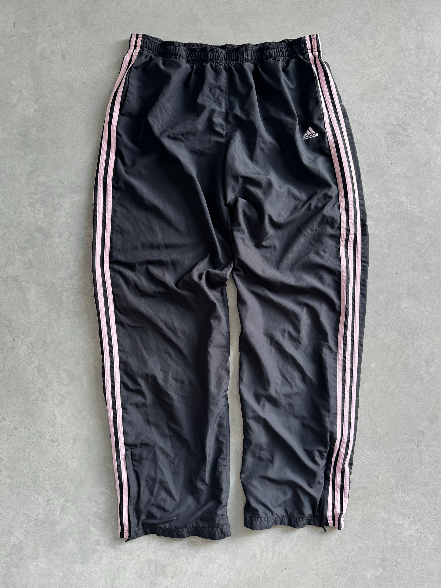 Vintage Black and Pink Adidas Track Pants - L