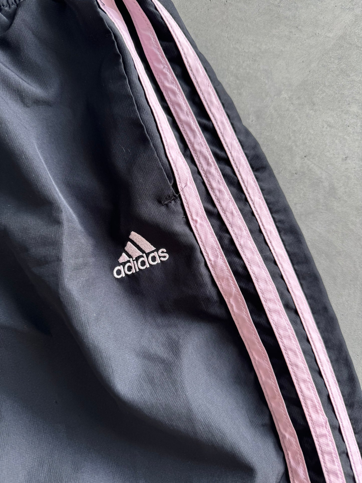 Vintage Black and Pink Adidas Track Pants - L