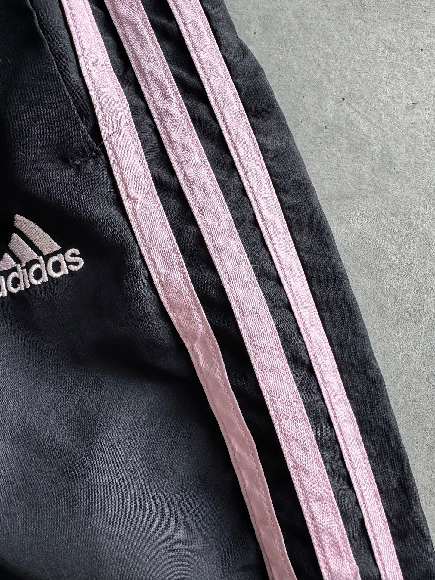 Vintage Black and Pink Adidas Track Pants - L