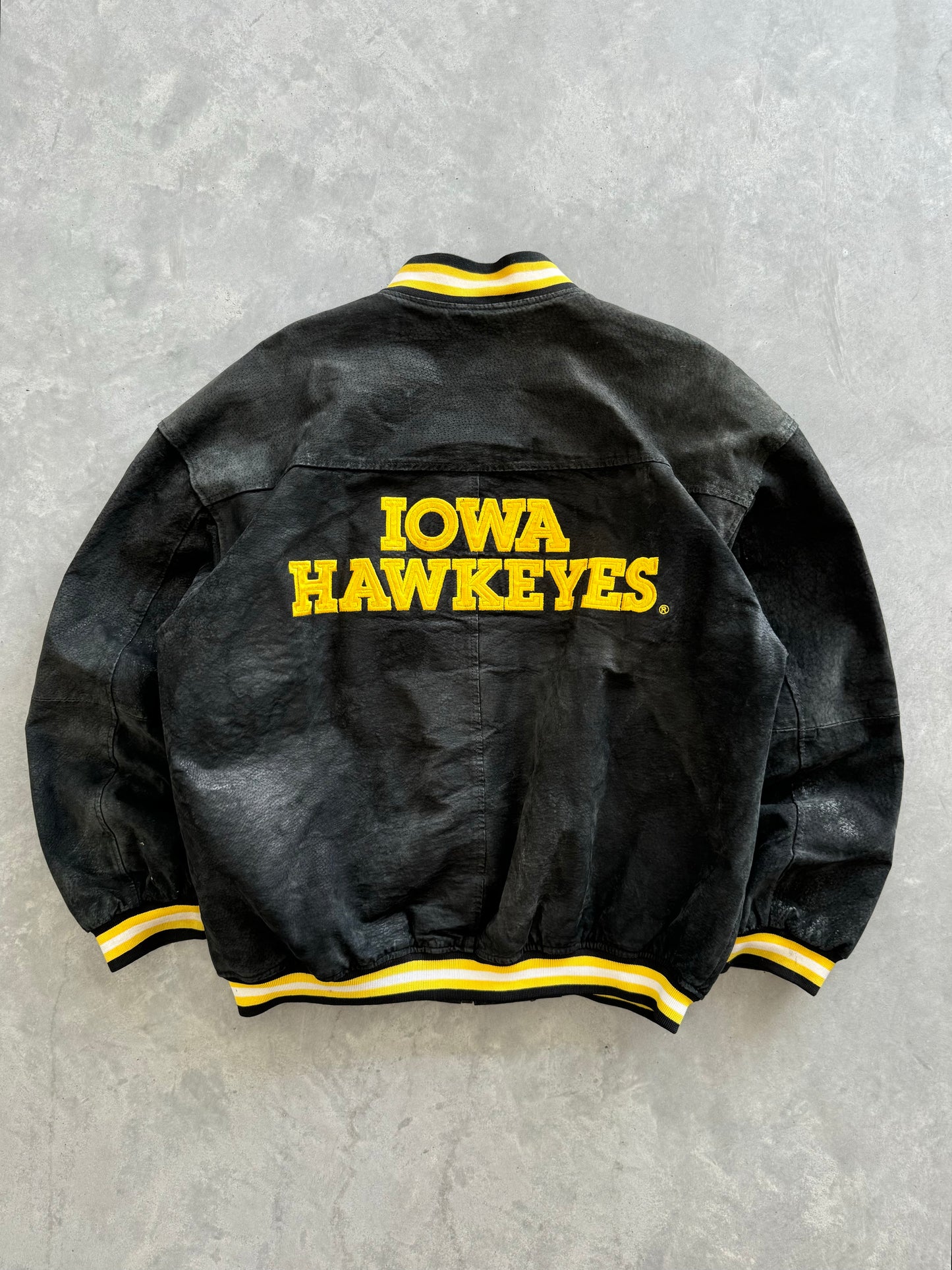 Vintage Iowa Hawkeyes Leather Coat - L